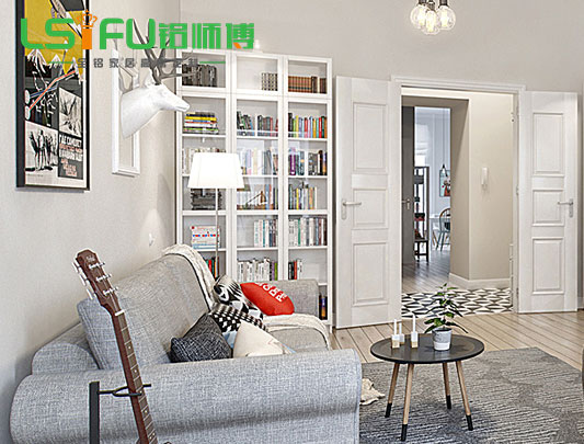 客廳全鋁屏風(fēng)書(shū)柜裝修效果圖