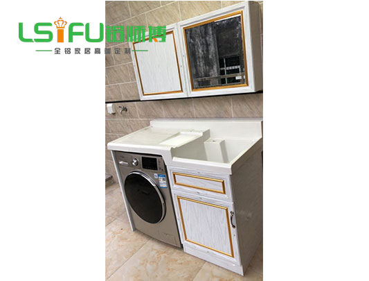 鋁師傅帶鏡子全鋁洗衣機(jī)浴室柜裝修效果圖