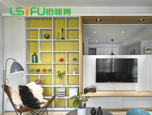 鋁師傅客廳全鋁隔斷屏風裝修效果圖