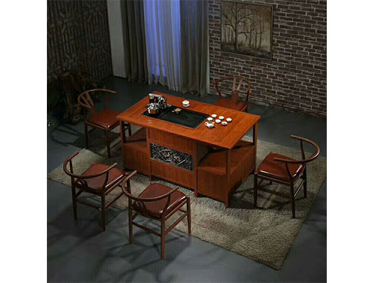 鋁師傅客廳室內(nèi)空間全鋁茶幾椅子配套裝修效果圖